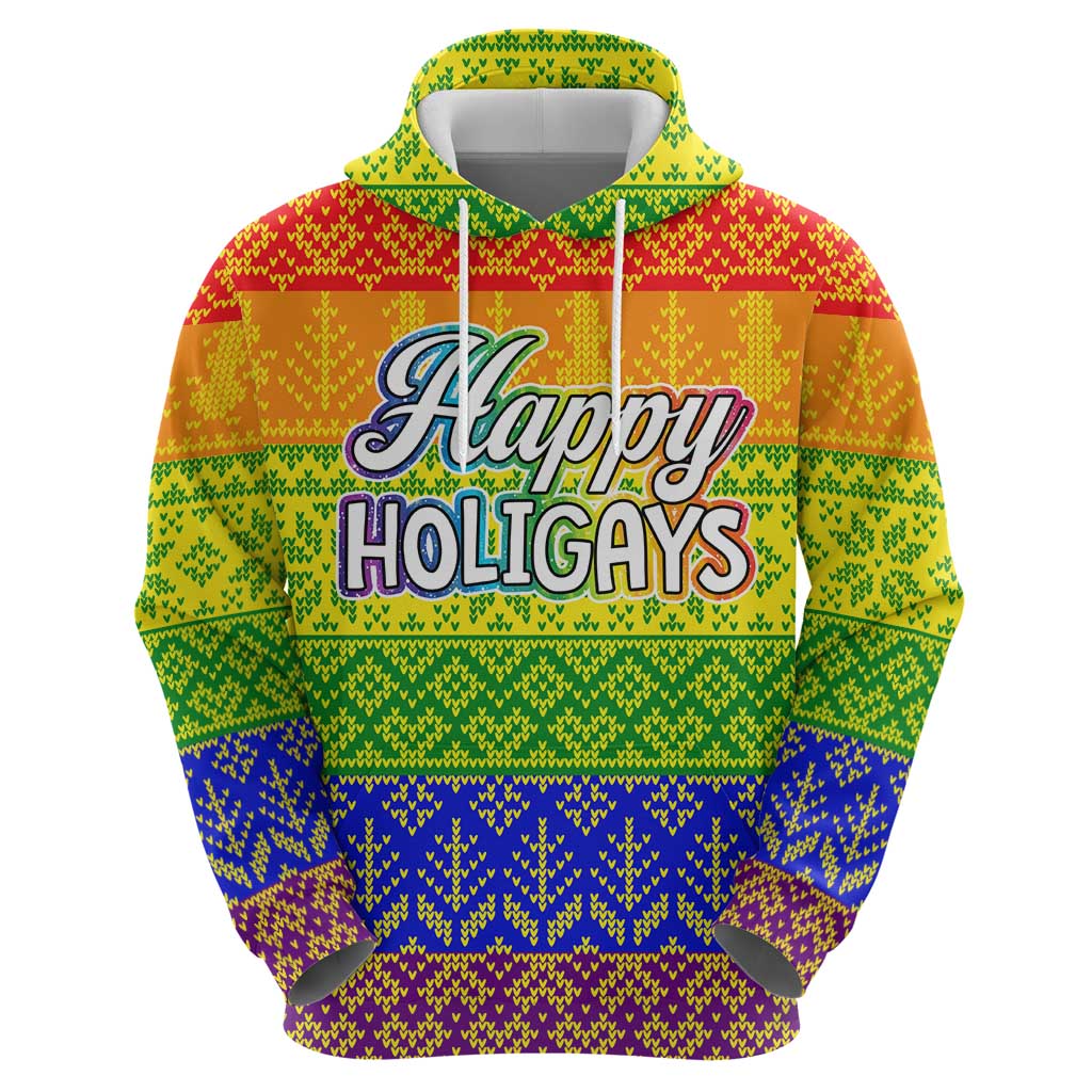 LGBT Gay Pride Happy Holigays Christmas Hoodie Xmas Holiday Patterns - Wonder Print Shop