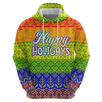 LGBT Gay Pride Happy Holigays Christmas Hoodie Xmas Holiday Patterns - Wonder Print Shop