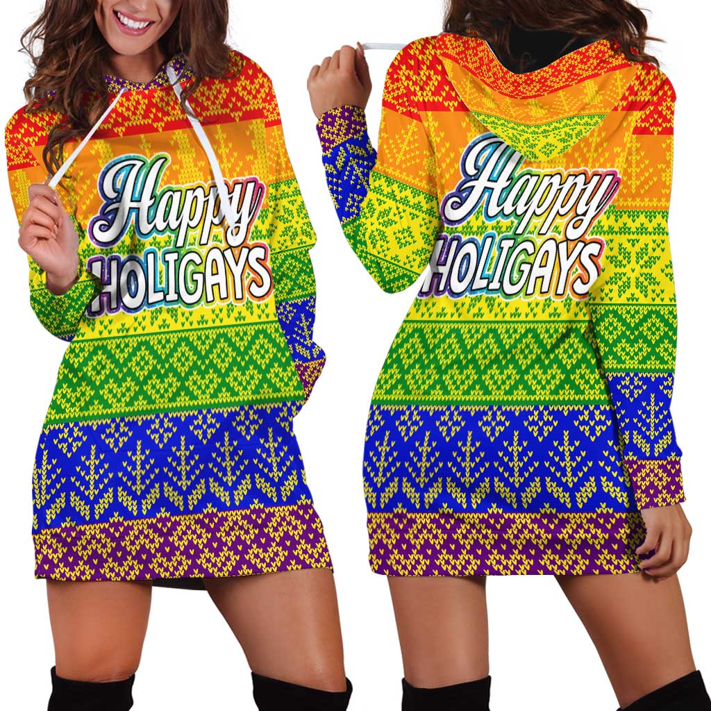 LGBT Gay Pride Happy Holigays Christmas Hoodie Dress Xmas Holiday Patterns - Wonder Print Shop