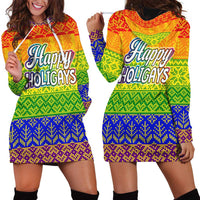 LGBT Gay Pride Happy Holigays Christmas Hoodie Dress Xmas Holiday Patterns - Wonder Print Shop