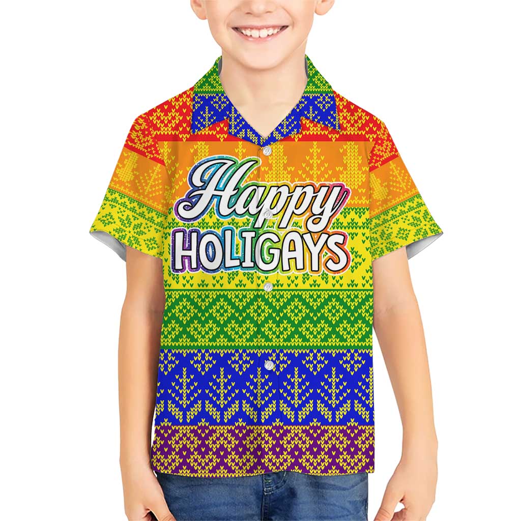 LGBT Gay Pride Happy Holigays Christmas Kid Hawaiian Shirt Xmas Holiday Patterns - Wonder Print Shop