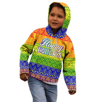 LGBT Gay Pride Happy Holigays Christmas Kid Hoodie Xmas Holiday Patterns - Wonder Print Shop