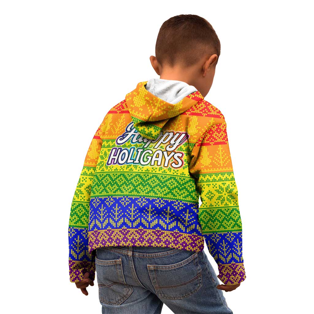 LGBT Gay Pride Happy Holigays Christmas Kid Hoodie Xmas Holiday Patterns - Wonder Print Shop