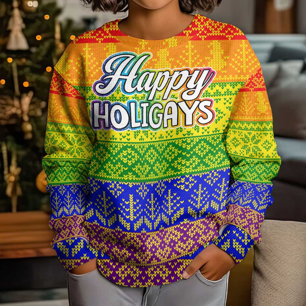 LGBT Gay Pride Happy Holigays Christmas Kid Ugly Christmas Sweater Xmas Holiday Patterns - Wonder Print Shop