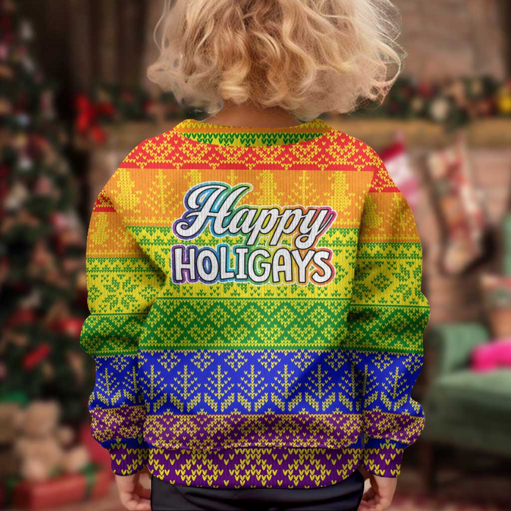 LGBT Gay Pride Happy Holigays Christmas Kid Ugly Christmas Sweater Xmas Holiday Patterns - Wonder Print Shop