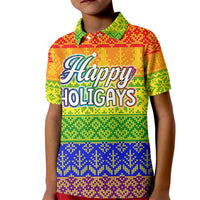LGBT Gay Pride Happy Holigays Christmas Kid Polo Shirt Xmas Holiday Patterns - Wonder Print Shop