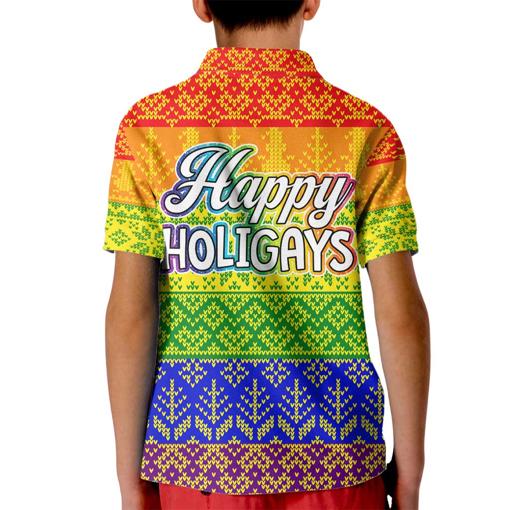 LGBT Gay Pride Happy Holigays Christmas Kid Polo Shirt Xmas Holiday Patterns - Wonder Print Shop