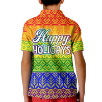 LGBT Gay Pride Happy Holigays Christmas Kid Polo Shirt Xmas Holiday Patterns - Wonder Print Shop