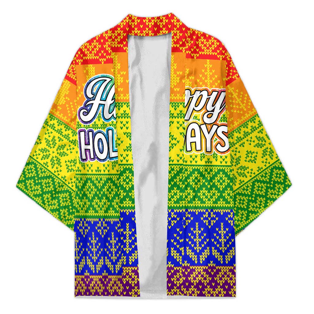 LGBT Gay Pride Happy Holigays Christmas Kimono Xmas Holiday Patterns - Wonder Print Shop