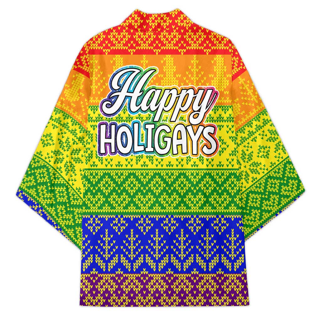 LGBT Gay Pride Happy Holigays Christmas Kimono Xmas Holiday Patterns - Wonder Print Shop