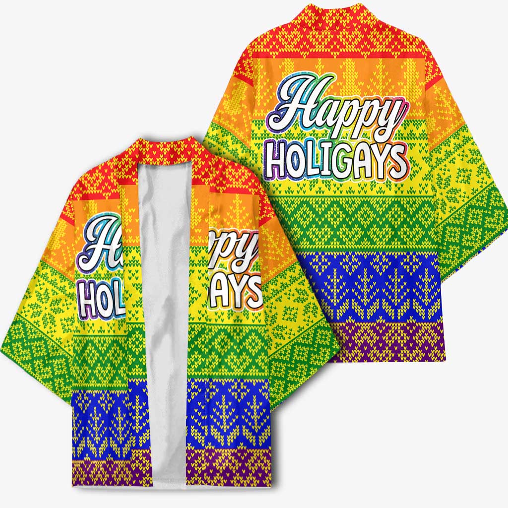 LGBT Gay Pride Happy Holigays Christmas Kimono Xmas Holiday Patterns - Wonder Print Shop
