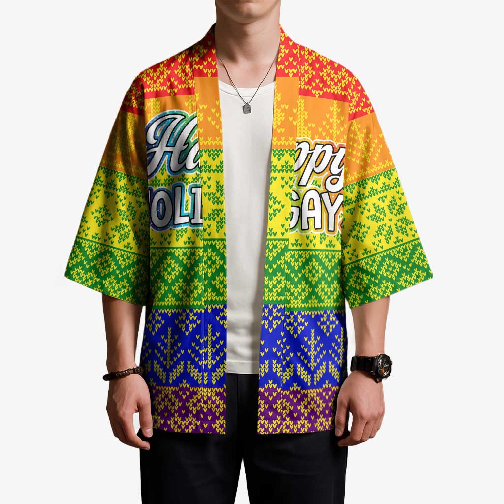 LGBT Gay Pride Happy Holigays Christmas Kimono Xmas Holiday Patterns - Wonder Print Shop