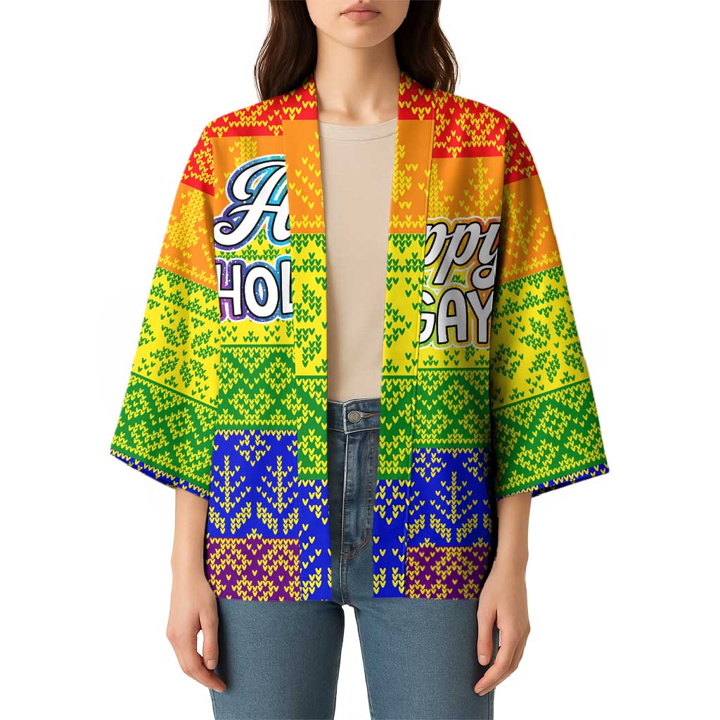 LGBT Gay Pride Happy Holigays Christmas Kimono Xmas Holiday Patterns - Wonder Print Shop