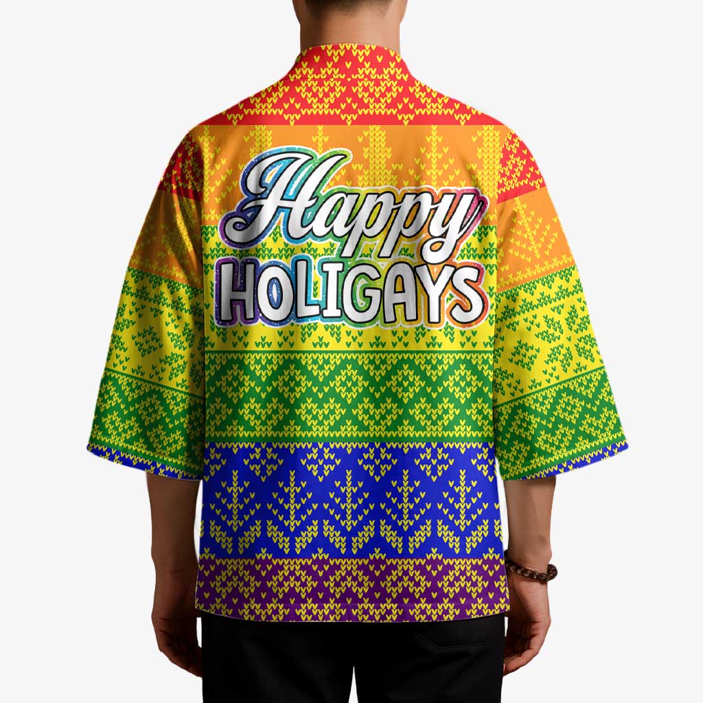 LGBT Gay Pride Happy Holigays Christmas Kimono Xmas Holiday Patterns - Wonder Print Shop