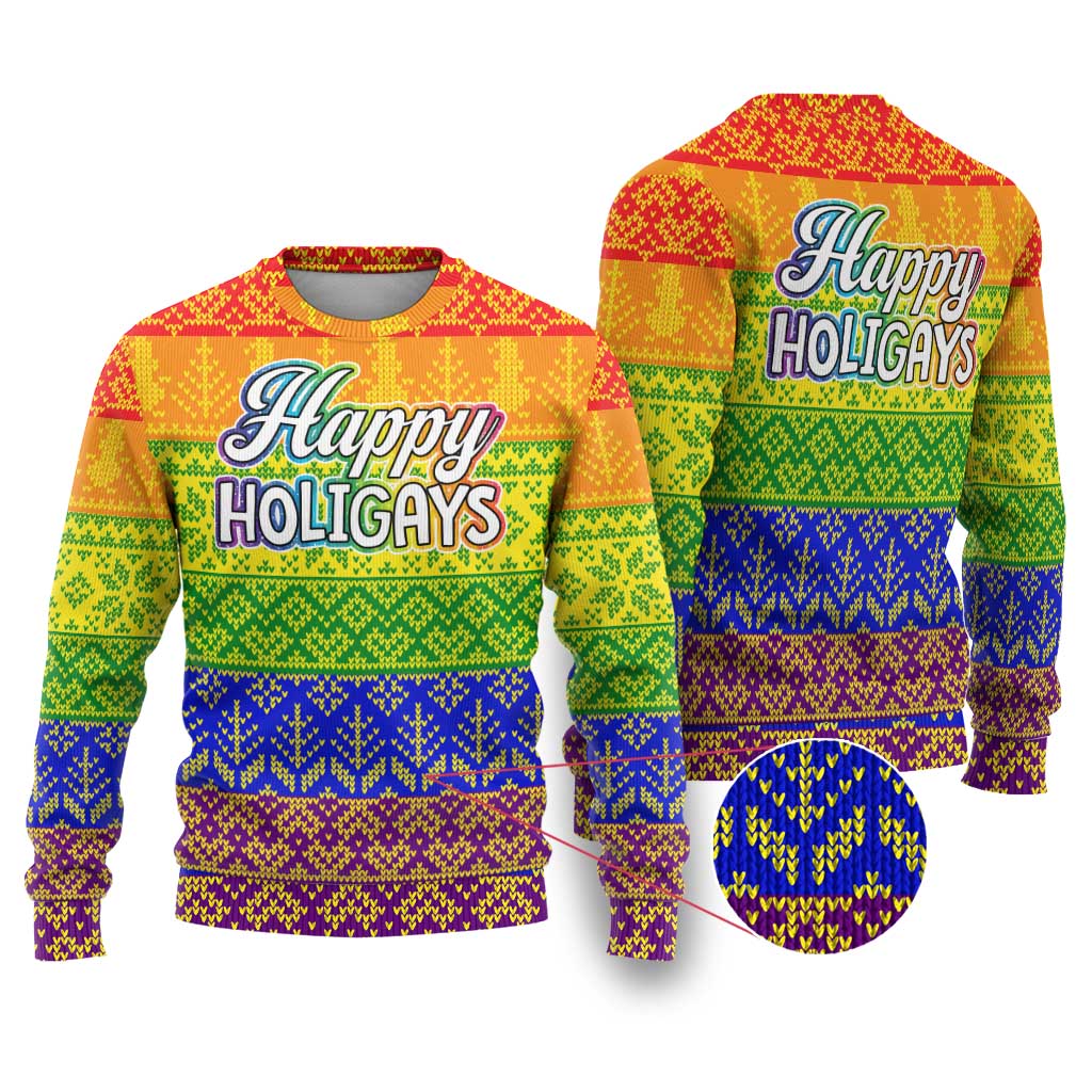 LGBT Gay Pride Happy Holigays Christmas Ugly Christmas Sweater Xmas Holiday Patterns - Wonder Print Shop