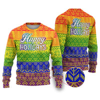 LGBT Gay Pride Happy Holigays Christmas Ugly Christmas Sweater Xmas Holiday Patterns - Wonder Print Shop