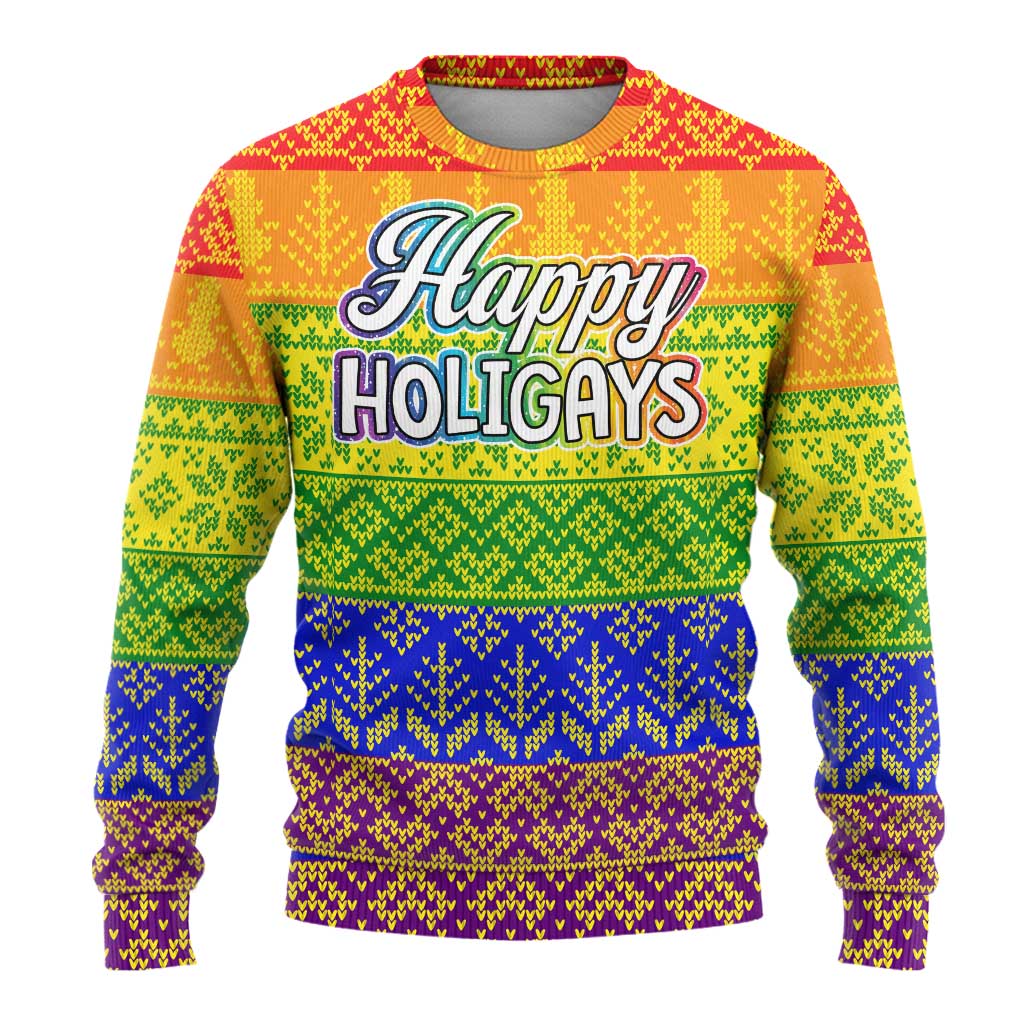 LGBT Gay Pride Happy Holigays Christmas Ugly Christmas Sweater Xmas Holiday Patterns - Wonder Print Shop