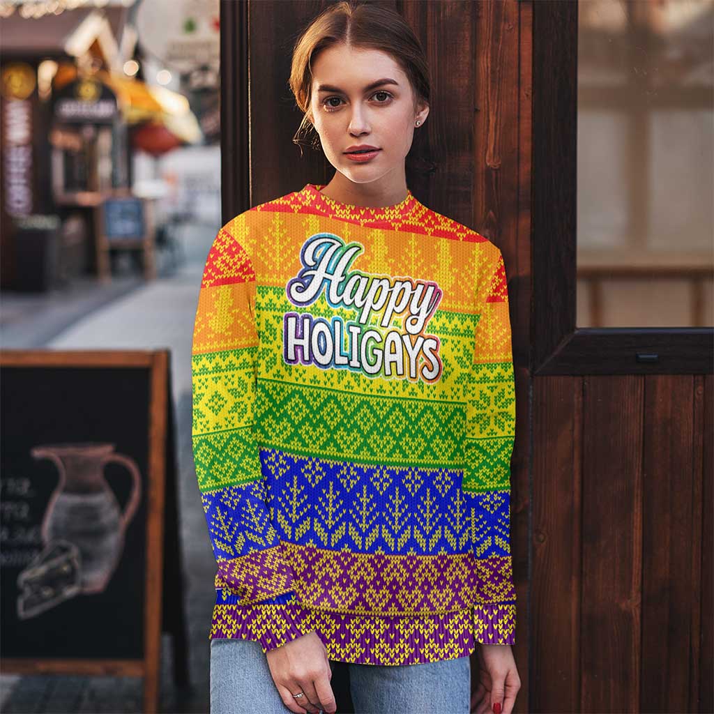 LGBT Gay Pride Happy Holigays Christmas Ugly Christmas Sweater Xmas Holiday Patterns - Wonder Print Shop