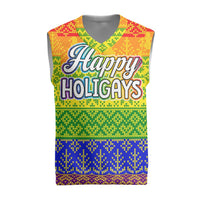 LGBT Gay Pride Happy Holigays Christmas Knitted V-Neck Vest Xmas Holiday Patterns - Wonder Print Shop