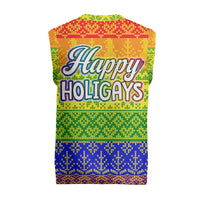 LGBT Gay Pride Happy Holigays Christmas Knitted V-Neck Vest Xmas Holiday Patterns - Wonder Print Shop