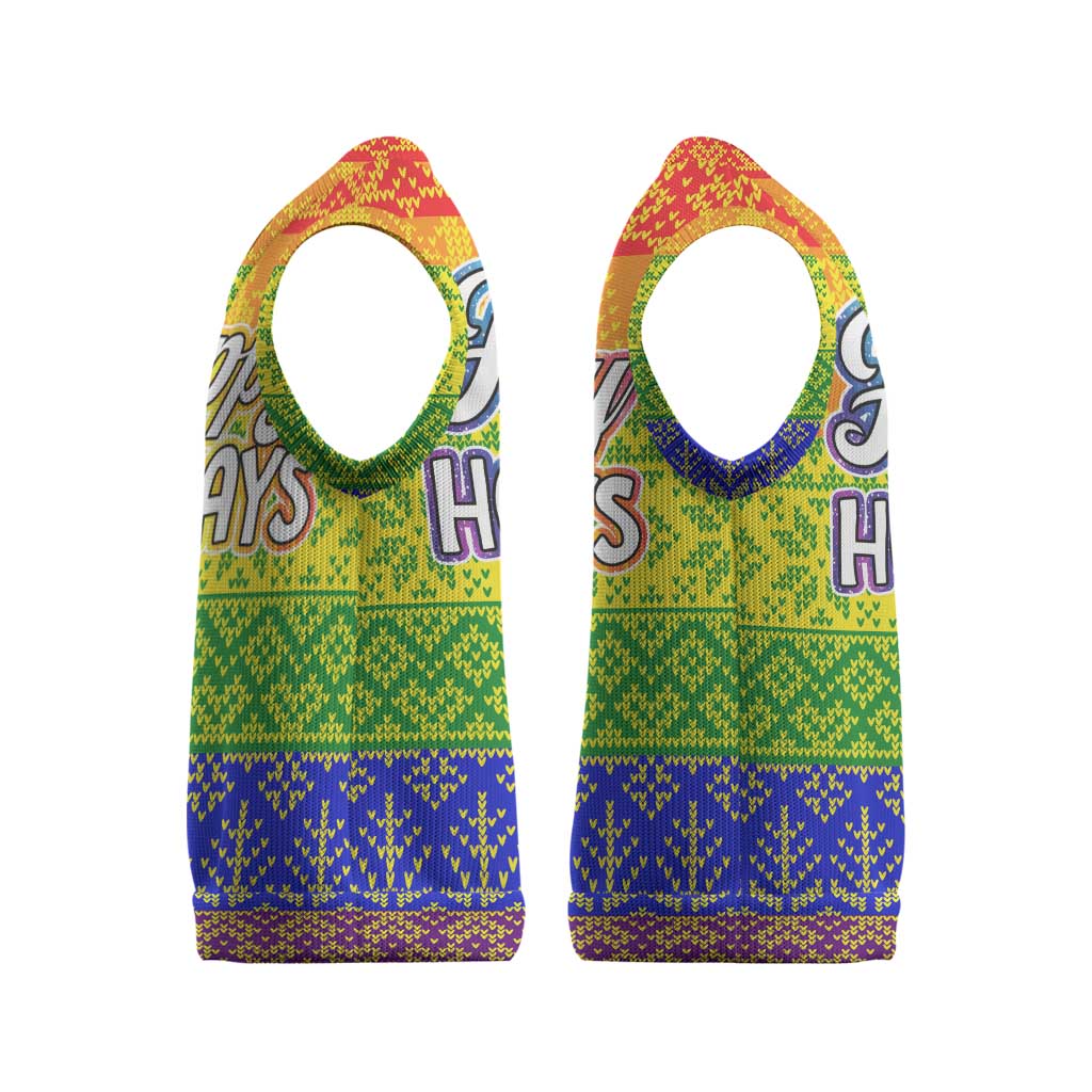 LGBT Gay Pride Happy Holigays Christmas Knitted V-Neck Vest Xmas Holiday Patterns - Wonder Print Shop