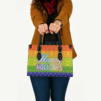 LGBT Gay Pride Happy Holigays Christmas Leather Bag Xmas Holiday Patterns - Wonder Print Shop