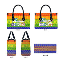 LGBT Gay Pride Happy Holigays Christmas Leather Bag Xmas Holiday Patterns - Wonder Print Shop