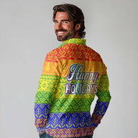 LGBT Gay Pride Happy Holigays Christmas Long Sleeve Polo Shirt Xmas Holiday Patterns - Wonder Print Shop