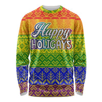 LGBT Gay Pride Happy Holigays Christmas Long Sleeve Shirt Xmas Holiday Patterns - Wonder Print Shop
