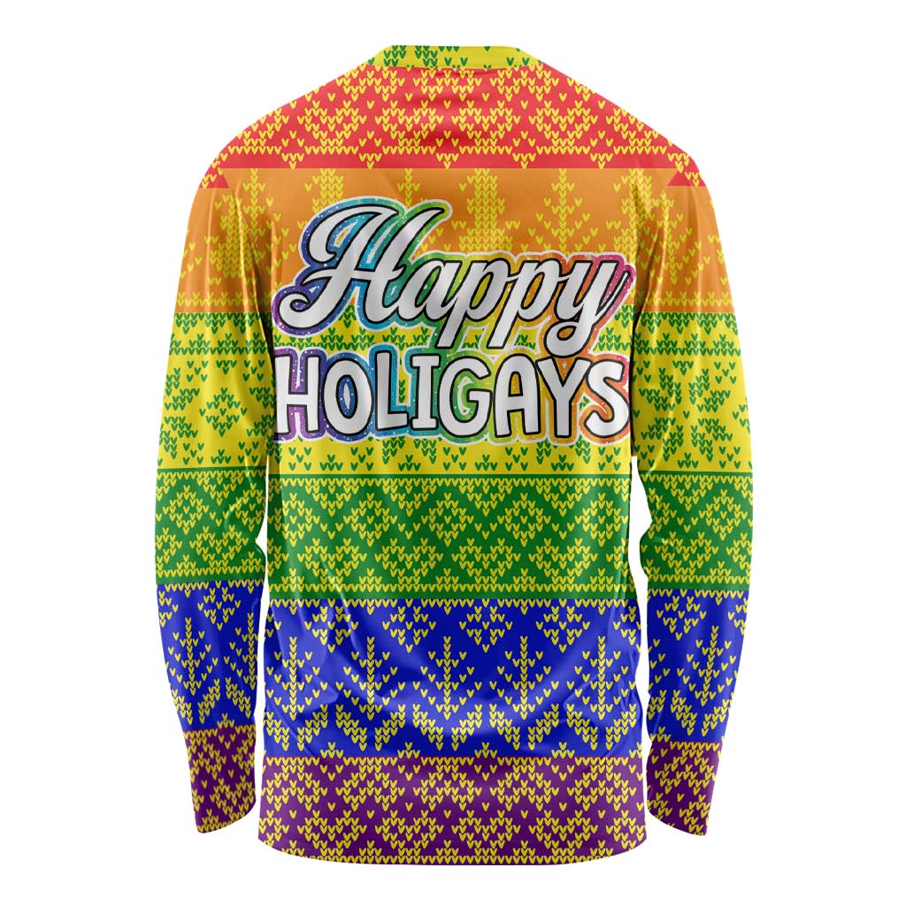 LGBT Gay Pride Happy Holigays Christmas Long Sleeve Shirt Xmas Holiday Patterns - Wonder Print Shop