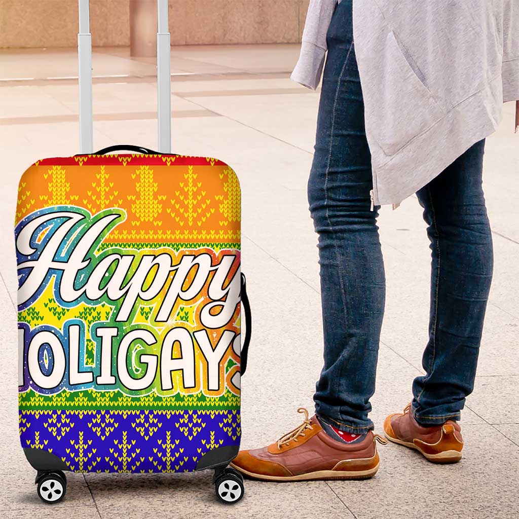 LGBT Gay Pride Happy Holigays Christmas Luggage Cover Xmas Holiday Patterns - Wonder Print Shop