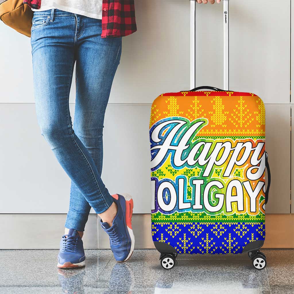 LGBT Gay Pride Happy Holigays Christmas Luggage Cover Xmas Holiday Patterns - Wonder Print Shop