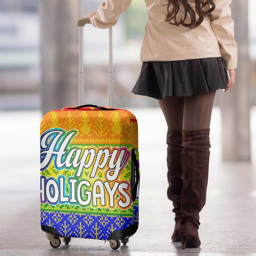 LGBT Gay Pride Happy Holigays Christmas Luggage Cover Xmas Holiday Patterns - Wonder Print Shop
