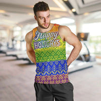 LGBT Gay Pride Happy Holigays Christmas Men Tank Top Xmas Holiday Patterns - Wonder Print Shop