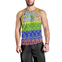 LGBT Gay Pride Happy Holigays Christmas Men Tank Top Xmas Holiday Patterns - Wonder Print Shop