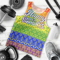 LGBT Gay Pride Happy Holigays Christmas Men Tank Top Xmas Holiday Patterns - Wonder Print Shop