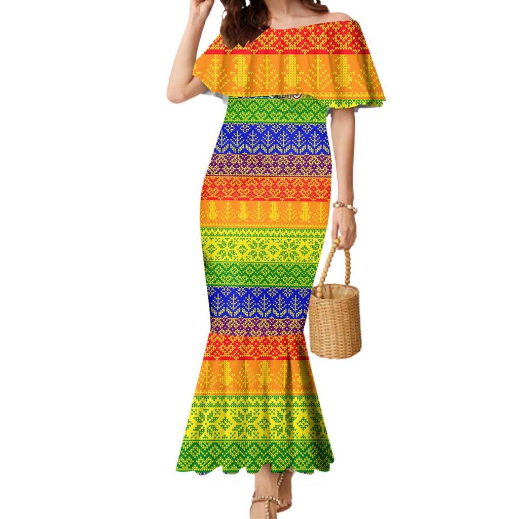 LGBT Gay Pride Happy Holigays Christmas Mermaid Dress Xmas Holiday Patterns - Wonder Print Shop