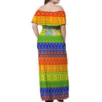LGBT Gay Pride Happy Holigays Christmas Off Shoulder Maxi Dress Xmas Holiday Patterns - Wonder Print Shop