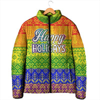 LGBT Gay Pride Happy Holigays Christmas Padded Jacket Xmas Holiday Patterns - Wonder Print Shop