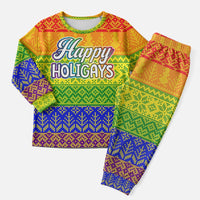LGBT Gay Pride Happy Holigays Christmas Pajama Set Xmas Holiday Patterns - Wonder Print Shop
