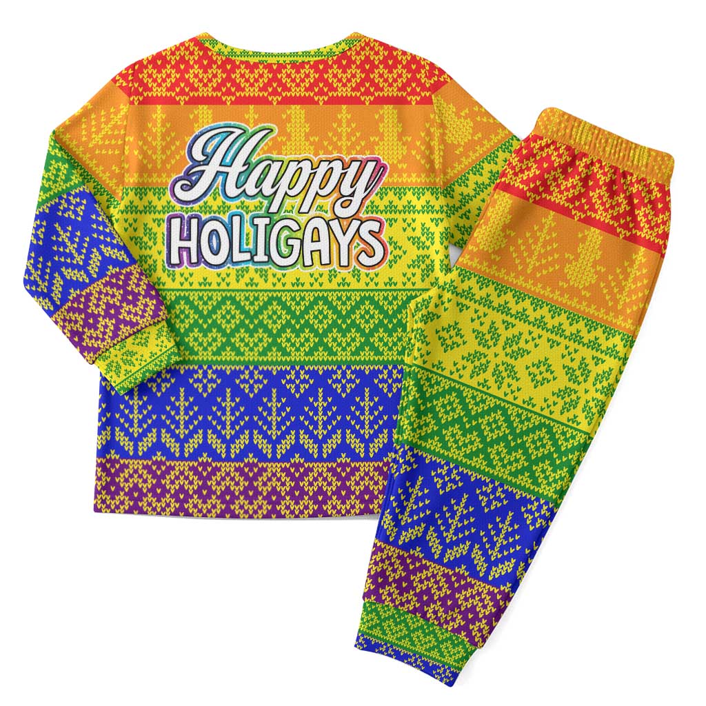 LGBT Gay Pride Happy Holigays Christmas Pajama Set Xmas Holiday Patterns - Wonder Print Shop