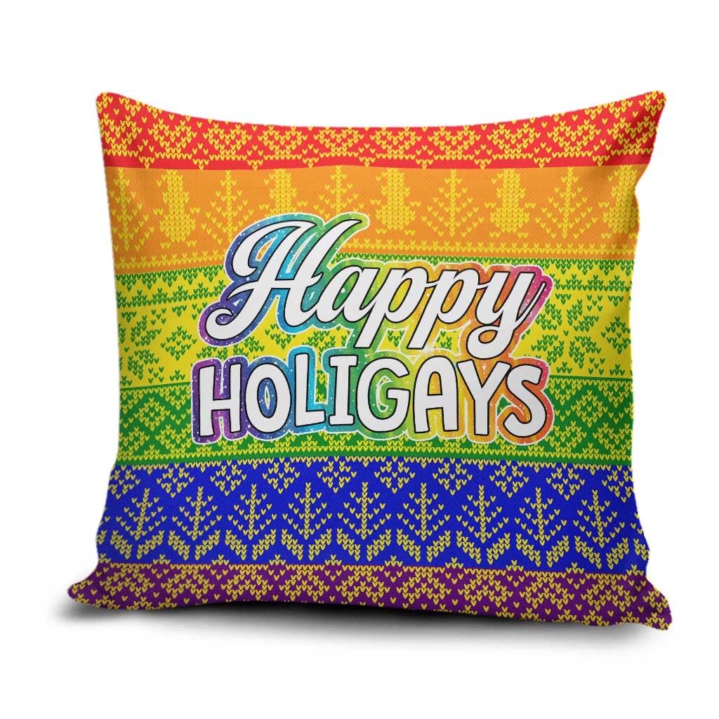 LGBT Gay Pride Happy Holigays Christmas Pillow Cover Xmas Holiday Patterns - Wonder Print Shop