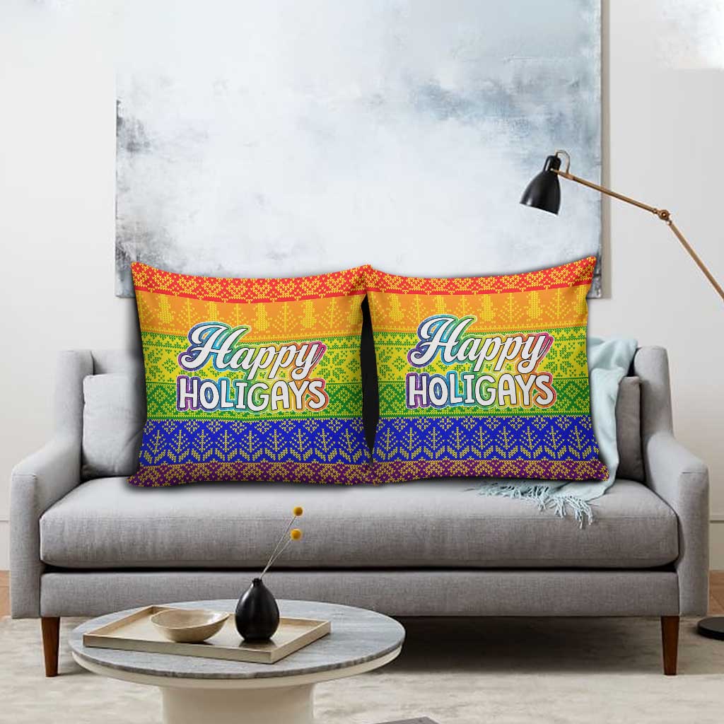 LGBT Gay Pride Happy Holigays Christmas Pillow Cover Xmas Holiday Patterns - Wonder Print Shop