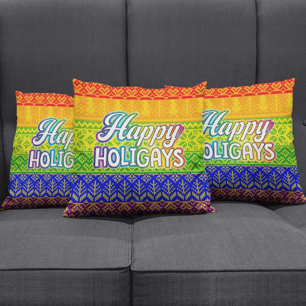 LGBT Gay Pride Happy Holigays Christmas Pillow Cover Xmas Holiday Patterns - Wonder Print Shop