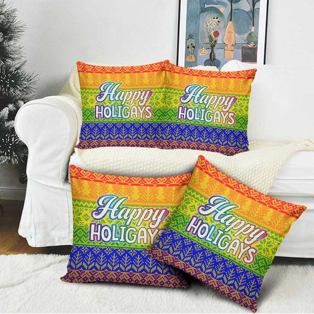 LGBT Gay Pride Happy Holigays Christmas Pillow Cover Xmas Holiday Patterns - Wonder Print Shop