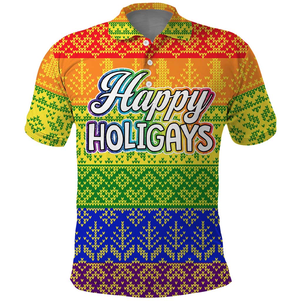 LGBT Gay Pride Happy Holigays Christmas Polo Shirt Xmas Holiday Patterns - Wonder Print Shop