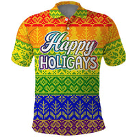 LGBT Gay Pride Happy Holigays Christmas Polo Shirt Xmas Holiday Patterns - Wonder Print Shop