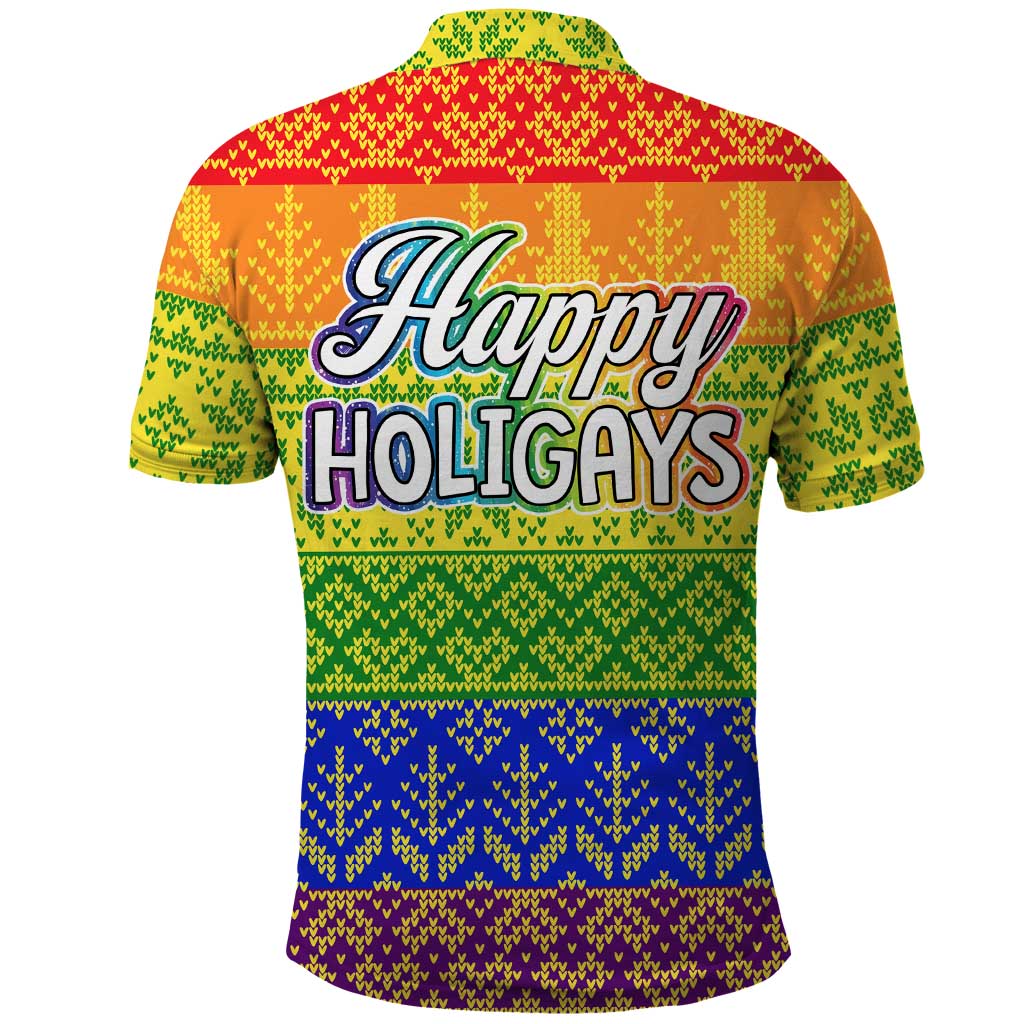 LGBT Gay Pride Happy Holigays Christmas Polo Shirt Xmas Holiday Patterns - Wonder Print Shop