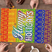 LGBT Gay Pride Happy Holigays Christmas Puzzle Xmas Holiday Patterns - Wonder Print Shop