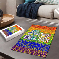 LGBT Gay Pride Happy Holigays Christmas Puzzle Xmas Holiday Patterns - Wonder Print Shop